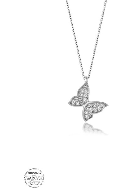 Swarovski Zirconia Kelebek 925 Ayar Gümüş Kolye