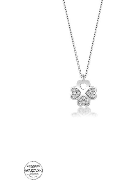Swarovski Zirconia Yonca 925 Ayar Gümüş Kolye