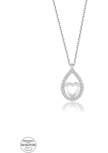 Swarovski Zirconia Kalp 925 Ayar Gümüş Kolye