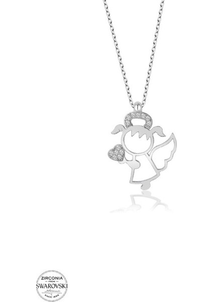 Swarovski Zirconia Melek Çocuk 925 Ayar Gümüş Kolye
