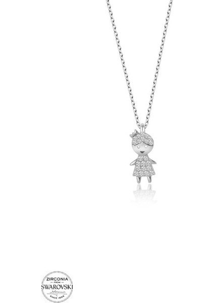 Swarovski Zirconia Kız Çocuğu 925 Ayar Gümüş Kolye