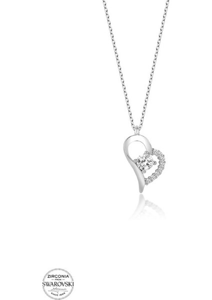 Swarovski Zirconia Kalp 925 Ayar Gümüş Kolye