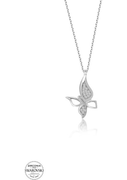 Swarovski Zirconia Kelebek 925 Ayar Gümüş Kolye
