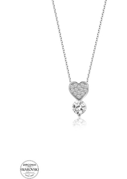 Swarovski Zirconia Kalp 925 Ayar Gümüş Kolye