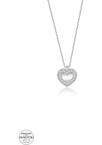 Swarovski Zirconia Kalp 925 Ayar Gümüş Kolye
