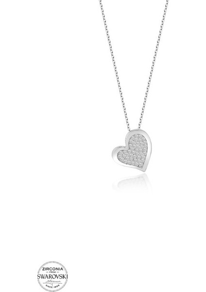 Swarovski Zirconia Kalp 925 Ayar Gümüş Kolye