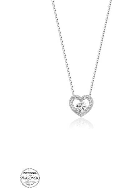 Swarovski Zirconia Kalp 925 Ayar Gümüş Kolye