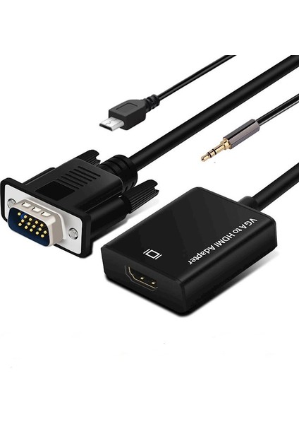 DNR Bilişim VGA Input(Giriş) & HDMI Output (Çıkış) 1080P Hd Video Converter  Micro USB Power Güç Girişli