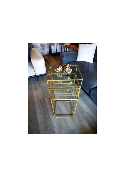 Goldish Kare Nesting 3'lü Zigon Yan Sehpa Gold fiyatları