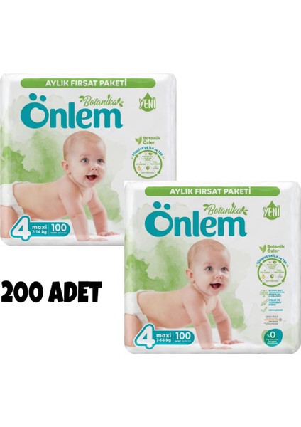 Botanika Aylık Fırsat Paket Bebek Bezi Maxi 4 Numara 7-14 kg 2 x 100'lü