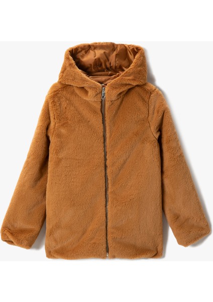 Peluş Mont Kapüşonlu