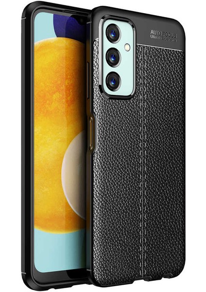 Case World Samsung Galaxy M13 Kılıf Darbe Korumalı Deri Görünümlü Silikon Arka Kapak - Siyah