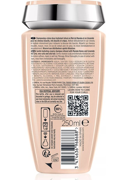 Curl Manifesto Bain Hydratation Douceur For Curly Hair Shampoo 250 ml