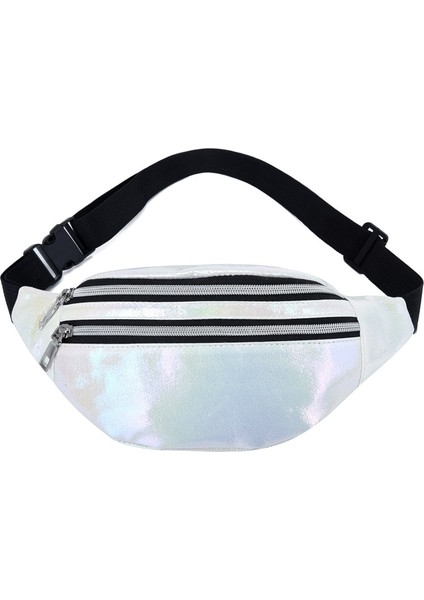 Çift Fermuarlı Bel Çantası - Beyaz (Yurt Dışından)