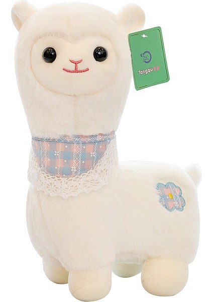 Alpaka Bebek Sevimli Eşarp Kuzu Bebek Peluş Oyuncak Yastık Beyaz (Yurt Dışından)