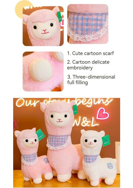 Alpaka Bebek Sevimli Eşarp Kuzu Bebek Peluş Oyuncak Yastık Beyaz (Yurt Dışından)