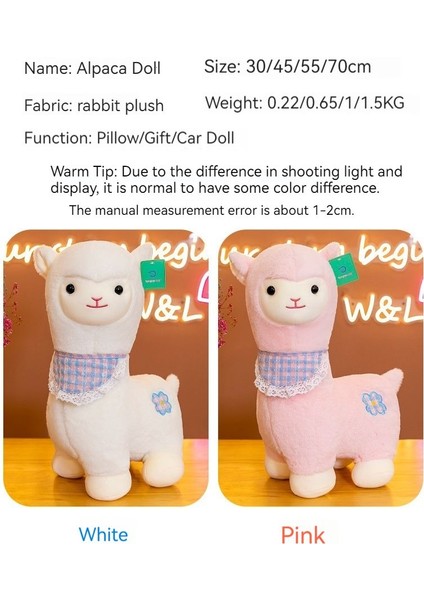 Alpaka Bebek Sevimli Eşarp Kuzu Bebek Peluş Oyuncak Yastık Beyaz (Yurt Dışından)