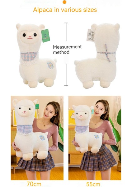 Alpaka Bebek Sevimli Eşarp Kuzu Bebek Peluş Oyuncak Yastık Beyaz (Yurt Dışından)