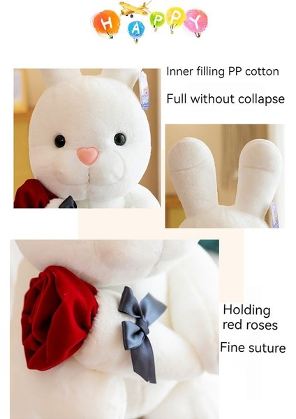 Sevimli Gül Çiçek Tavşan Peluş Oyuncak Bebek Pembe (Yurt Dışından)
