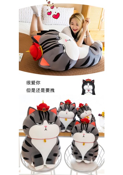 Kedi Yastık Bebek Anime Peluş Oyuncaklar Gri (Yurt Dışından)
