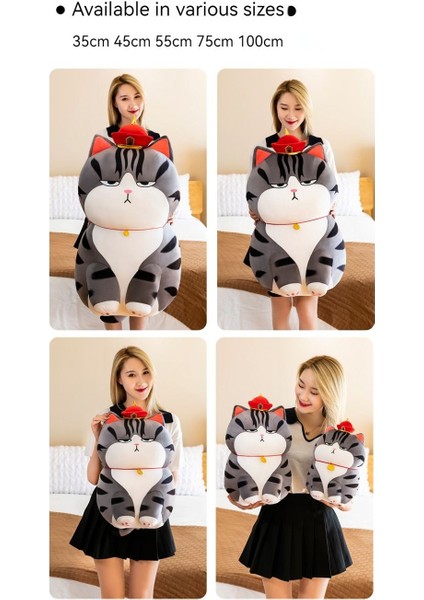 Kedi Yastık Bebek Anime Peluş Oyuncaklar Gri (Yurt Dışından)
