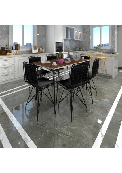Knsz Masa Sandalye Takımı HEM75MAZLUM Cvzsyh 130*070 Sm 6 Sandalye Syhsyh Sırt Minderli