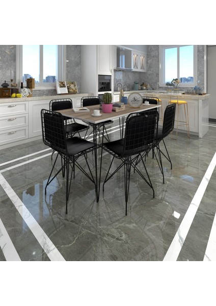 Knsz Masa Sandalye Takımı HEM75MAZLUM Crdsyh 130*070 Sm 6 Sandalye Syhsyh Sırt Minderli