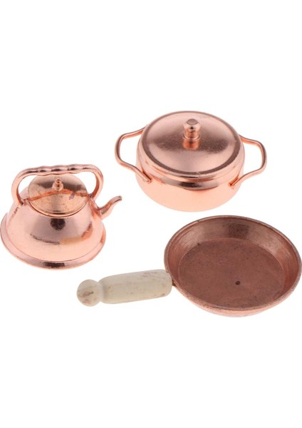 1:12 Dollhouse Mutfak Aksesuarları - Mini Tencere Kızartma Pan Pot Kettle - 3 Adet (Yurt Dışından) modelleri