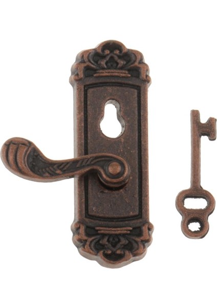 1:12 Dollhouse Minyatür Vintage Kapı Kilidi Tolbarı Sağ Tutma Bronz Metal (Yurt Dışından)