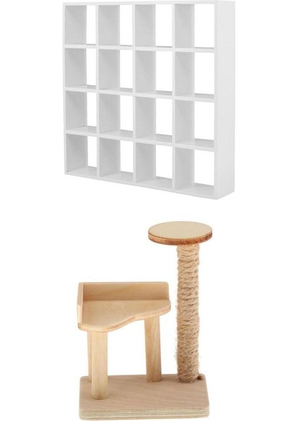 1:12 Ölçekli Dollhouse El Yapımı Ahşap Organizatör Rafı Kedi Ağacı Süslemesi (Yurt Dışından)