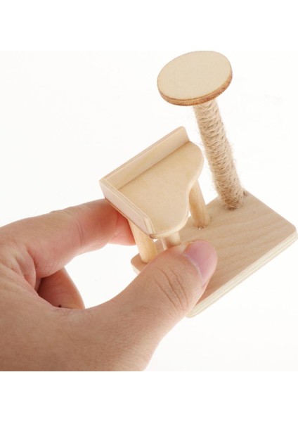 1:12 Ölçekli Dollhouse El Yapımı Ahşap Organizatör Rafı Kedi Ağacı Süslemesi (Yurt Dışından)