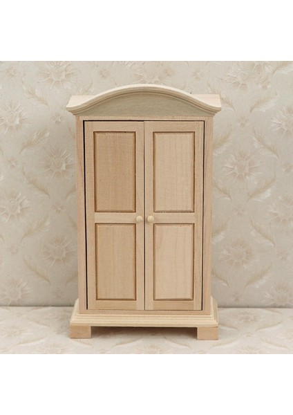 2 Adet Ahşap Yatak ve Gardırop 1/12 Bebek Evi Hayat Sahnesi Dekoratif (Yurt Dışından)