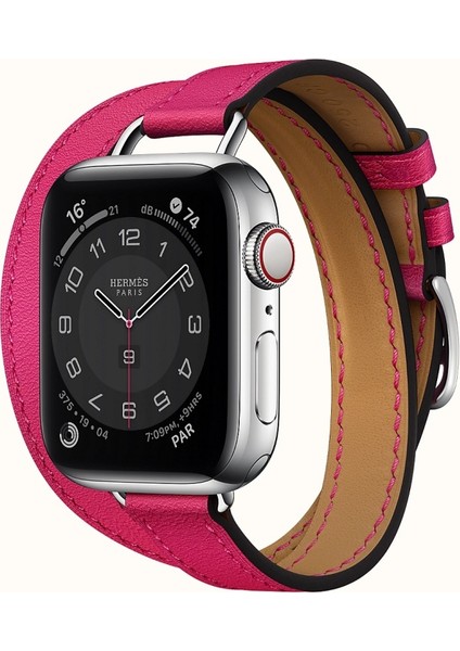 Hermes Kordon Double Attelage Apple Watch 38/40/41MM Uyumlu ( Logolu)