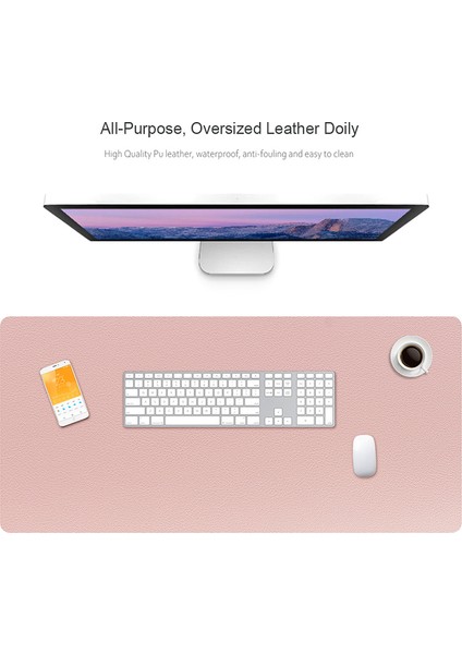 ZD01 Bilgisayar Masası Mat Çift Taraflı Masa Klavye Mouse Pad 90 x 40 cm Pembe Gümüş (Yurt Dışından)