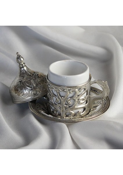Kahve Fincan Tekli Gümüş Model