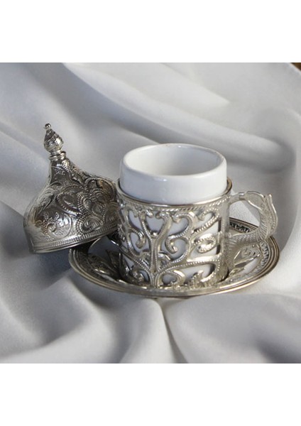 Kahve Fincan Tekli Gümüş Model