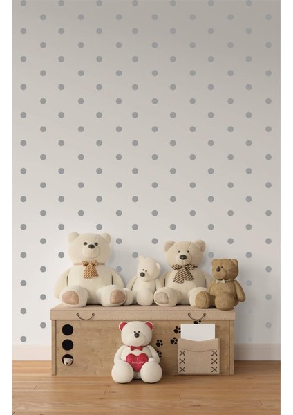 240 Adet Yuvarlak 2,5 cm Dekoratif Çocuk Odası Duvar Sticker Yapıştırma Gri