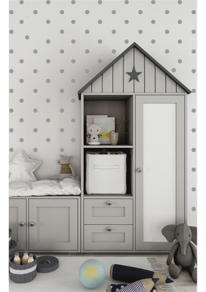 240 Adet Yuvarlak 2,5 cm Dekoratif Çocuk Odası Duvar Sticker Yapıştırma Gri fırsatları