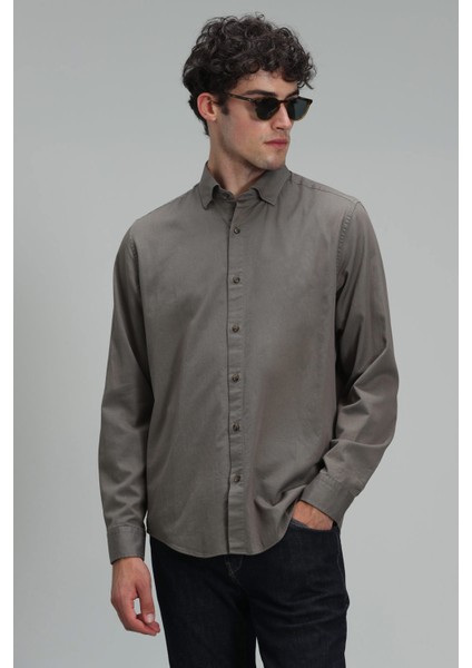 Quel Erkek Basic Gömlek Regular Fit Gri