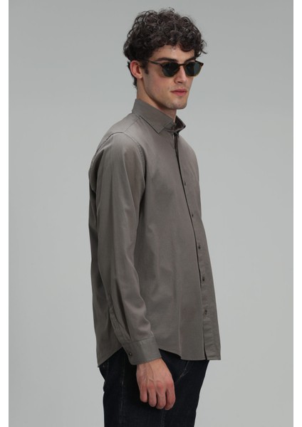 Quel Erkek Basic Gömlek Regular Fit Gri
