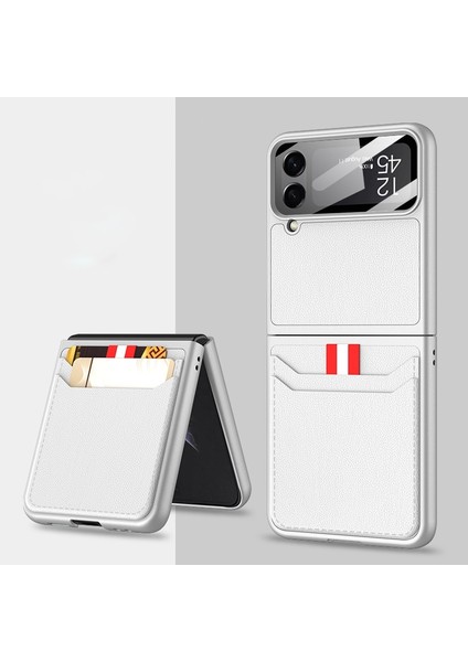 Için Deri Kart Yuvalı Telefon Kılıf - Gümüş (Yurt Dışından)