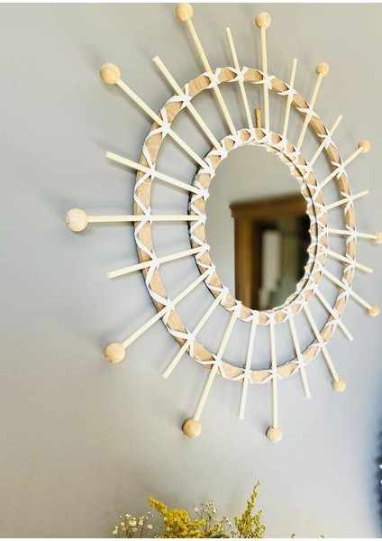 Wall Art Beyaz Bambu Ayna Duvar Dekorasyon Ürünü fiyatları