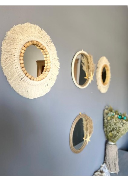Wall Decoration Art Bohem Makrome Yıldız ve Boncuk Detaylı Duvar Dekorasyon Ürünü 4’lü Set fiyatları