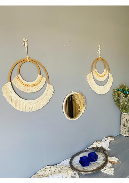 Wall Decoration Art Bohem Makrome Yıldız ve Boncuk Detaylı Duvar Dekorasyon Ürünü 3’lü Set fiyatları