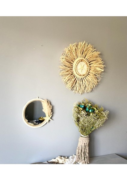 Wall Decoration Art Bohem Makrome Yıldız ve Boncuk Detaylı Duvar Dekorasyon Ürünü 2’li Set