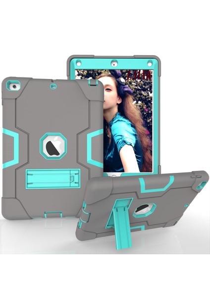 iPad 9.7 (2018) Için Tablet Kılıfı - Gri / Açık Mavi (Yurt Dışından)
