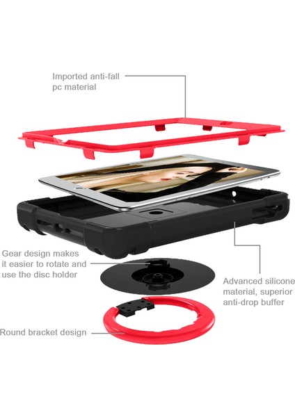 iPad Air 2 Için Tablet Kılıfı - Siyah / Kırmızı (Yurt Dışından)