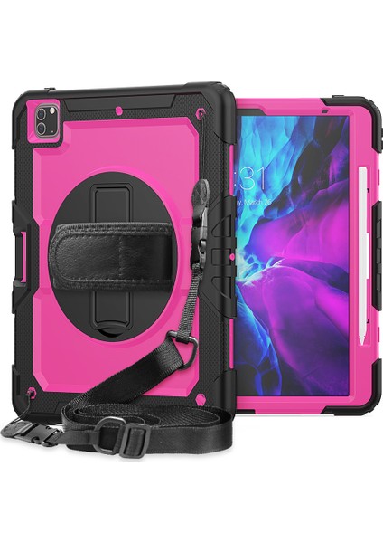 iPad Pro 12.9-Inch (2021) Için Tablet Kılıfı - Siyah / Pembe (Yurt Dışından)