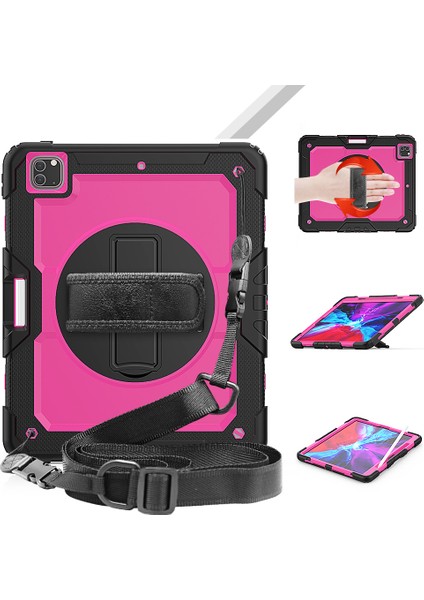 iPad Pro 12.9-Inch (2021) Için Tablet Kılıfı - Siyah / Pembe (Yurt Dışından) modelleri