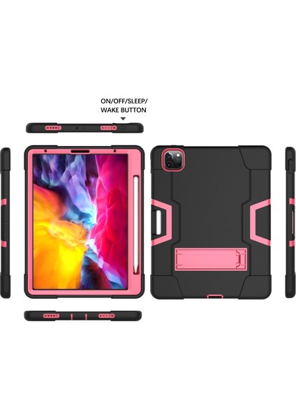 iPad Pro 12.9-Inch (2021) Için Tablet Kılıfı - Siyah / Pembe (Yurt Dışından) modelleri